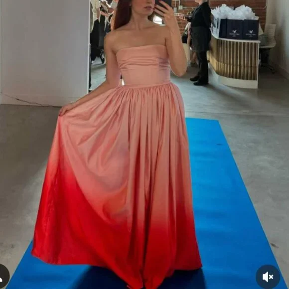 SAU LEE Revolve Teigen Gown Maxi Dress Sz00 Blush Red Ombre Event Party Cocktail - Picture 5 of 16